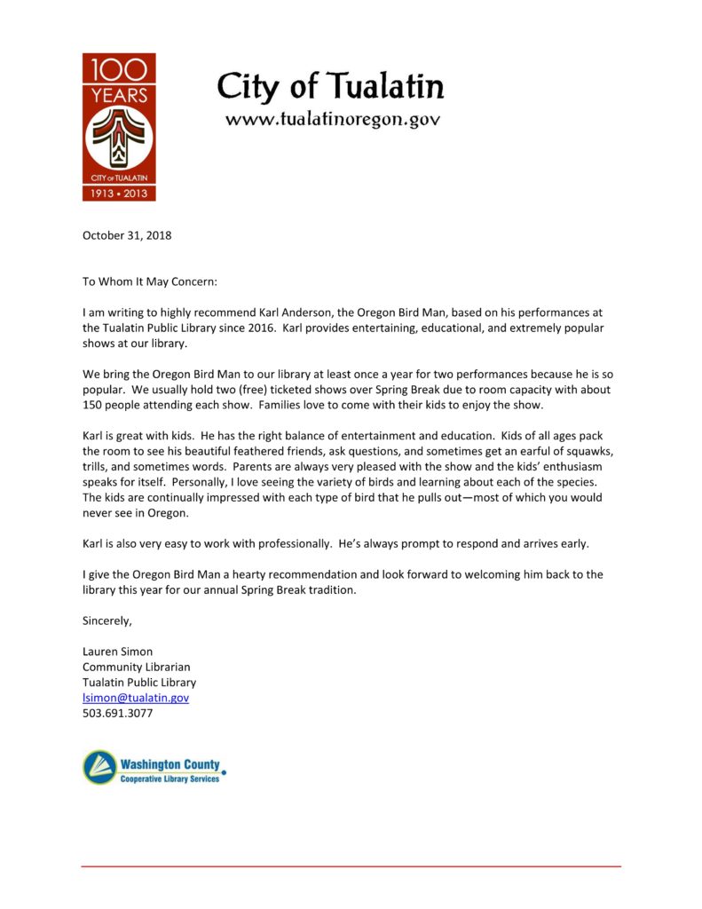 Letter of Recommendation for Karl Anderson